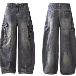 Hollister Gray Washed Cargo Jeans